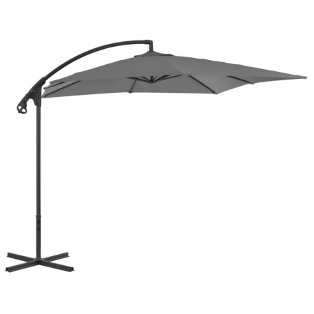 Umbrelă suspendată cu stâlp din oțel, antracit, 250 x 250 cm