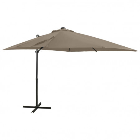 Umbrelă suspendată cu stâlp și LED-uri, gri taupe, 250 cm - Img 1