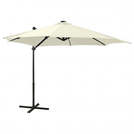 Umbrelă suspendată cu stâlp și LED-uri, nisipiu, 300 cm - Img 1