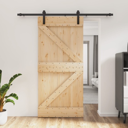 Ușă glisantă cu set de feronerie 95x210 cm, lemn masiv de pin