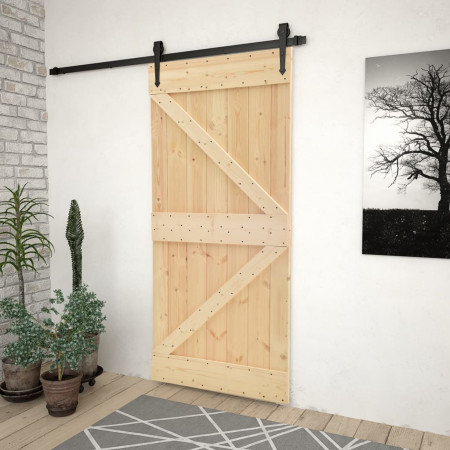 Ușă glisantă cu set feronerie, 90 x 210 cm, lemn masiv de pin - Img 1