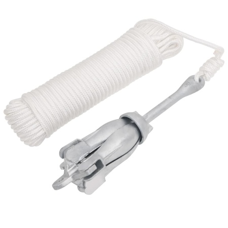 Ancoră pliabilă cu funie, argintiu, 3,2 kg, fier maleabil