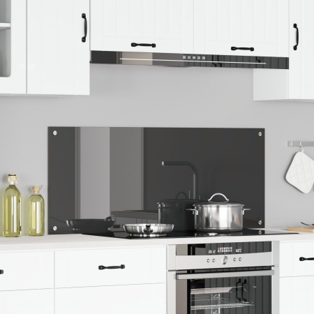 Backsplash pentru bucătărie, gri închis, 120x50x0,6 cm, din sticlă securizată
