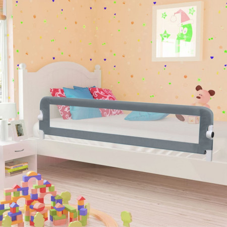 Balustradă de protecție pat copii, gri, 180x42 cm, poliester - Img 1