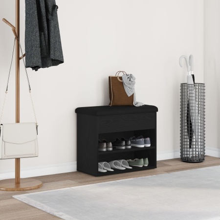 Bancă de depozitare Negru Stejar 60x30x48 cm Lemn prelucrat
