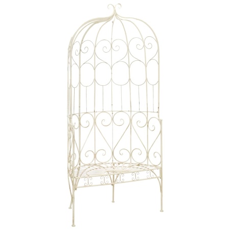 Bancă de grădină, alb vintage, 95 cm, fier