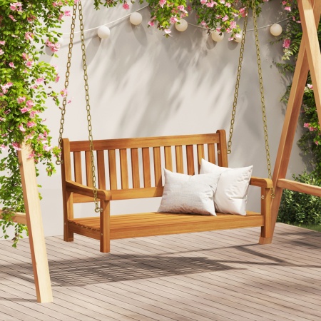 Bancă de leagăn pentru 2 persoane 110x56x58 cm din lemn tare de acacia