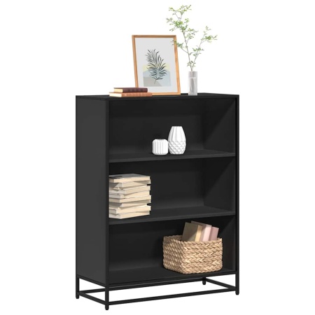 Bibliotecă, negru, 80,5x35x107,5 cm, lemn prelucrat