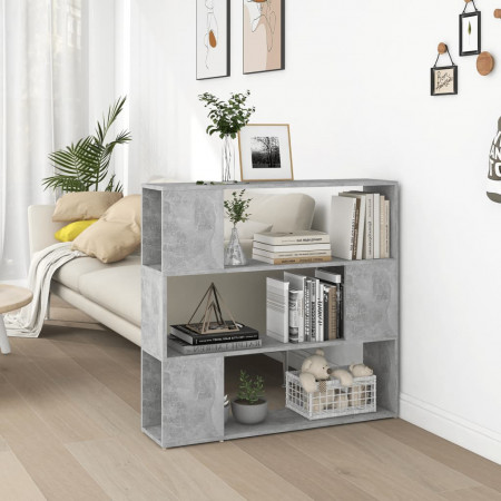 Bibliotecă/Separator cameră, gri beton, 100x24x94 cm