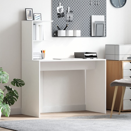 Birou alb de scris Alb MDF Compact Rafturi decorative