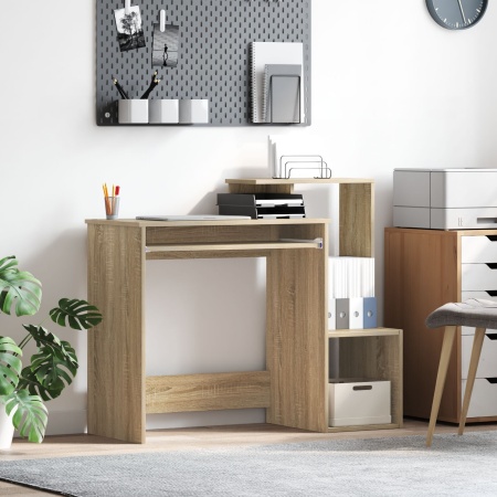 Birou de Calculator Sonoma Oak Stejar Sonoma MDF cu furnir de stejar
