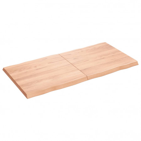 Blat masă, 120x60x4 cm, maro, lemn stejar tratat contur organic - Img 1