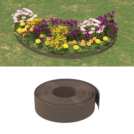 Bordură de grădină, maro, 10 m 15 cm, polietilenă