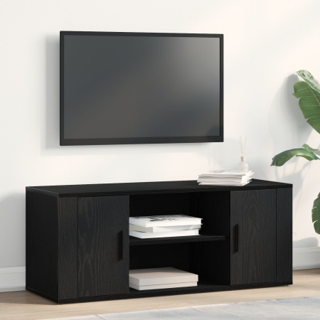 Bufet TV Stejar Negru 100x35x40 cm Lemn prelucrat