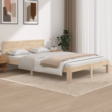 Cadru de pat, 140x200 cm, lemn masiv de pin - Img 1