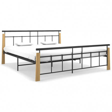 Cadru de pat, 180x200 cm, metal și lemn masiv stejar