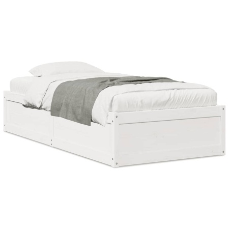 Cadru de pat, alb, 75x190 cm, lemn masiv de pin