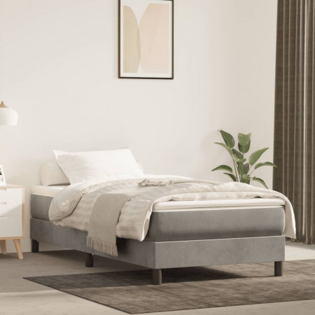 Cadru de pat box spring, gri deschis, 100x200 cm, catifea