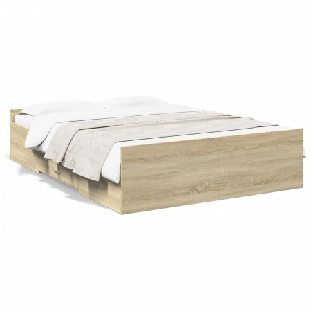 Cadru de pat cu sertare stejar sonoma 140x190 cm lemn prelucrat - Img 1