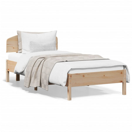 Cadru de pat cu tăblie, 100x200 cm, lemn masiv de pin