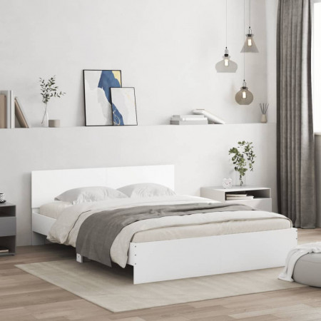 Cadru de pat cu tăblie, alb, 140x190 cm