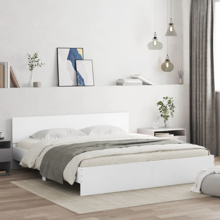 Cadru de pat cu tăblie, alb, 180x200 cm