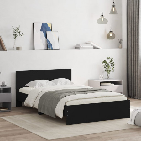 Cadru de pat cu tăblie, negru, 120x200 cm