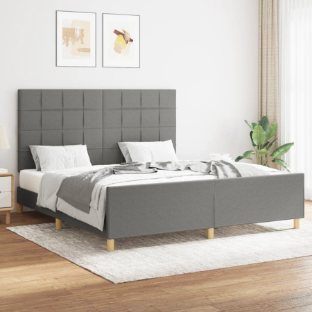 Cadru de pat fără saltea, gri închis, 160x200 cm, textil