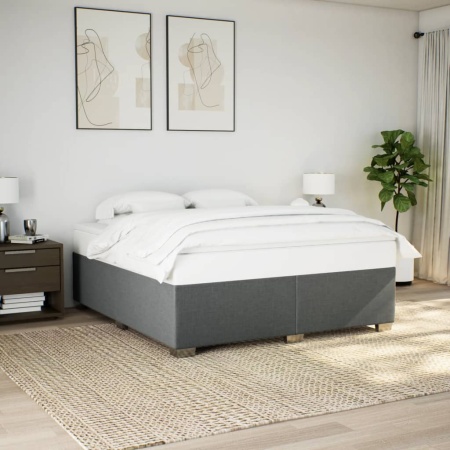 Cadru de pat fără saltea, gri închis, 180x200 cm, textil