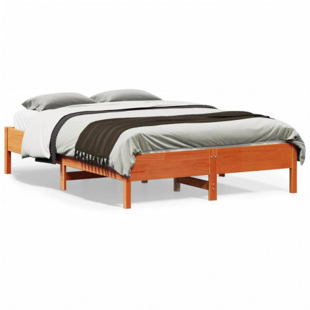 Cadru de pat, maro ceruit, 135x190 cm, lemn masiv de pin