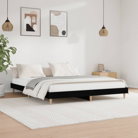 Cadru de pat, negru, 200x200 cm, lemn prelucrat