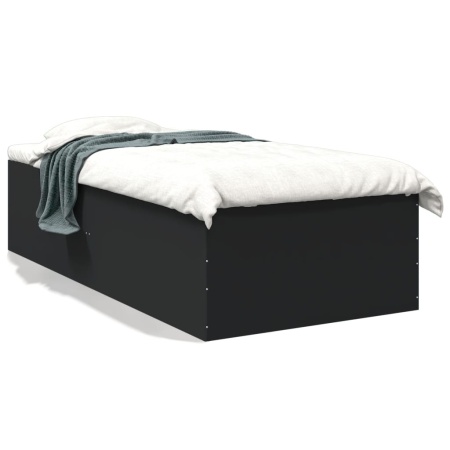 Cadru de pat, negru, 90x190 cm, lemn prelucrat