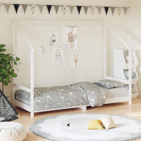 Cadru de pat pentru copii, alb, 80x200 cm, lemn masiv de pin - Img 1