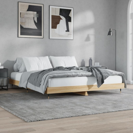 Cadru de pat, stejar sonoma, 200x200 cm, lemn prelucrat