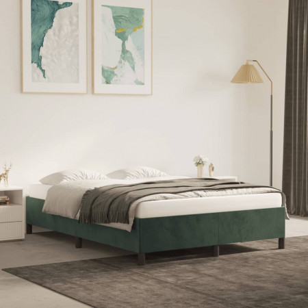 Cadru de pat, verde închis, 140x190 cm, catifea