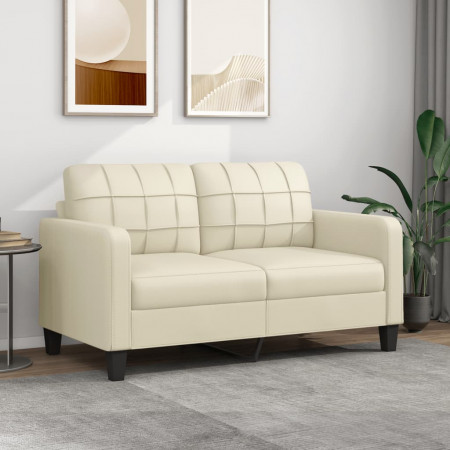 Canapea cu 2 locuri, crem, 140 cm, piele ecologică - Img 1
