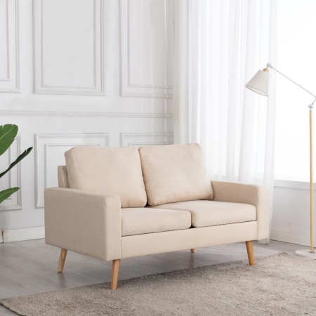 Canapea cu 2 locuri, crem, material textil