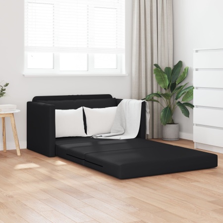 Canapea de Podea Pat 2 în 1 Neagră 124x71x78 cm Piele Sintetică