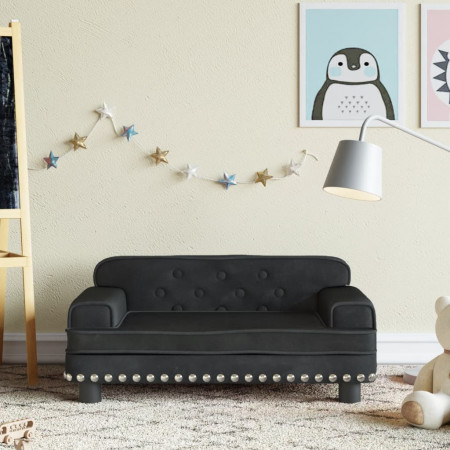 Canapea pentru copii, negru, 70x45x30 cm, catifea - Img 1