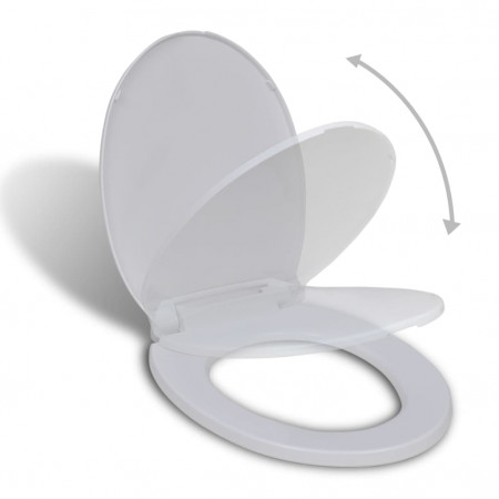 Capac WC cu închidere silențioasă, alb, oval - Img 1