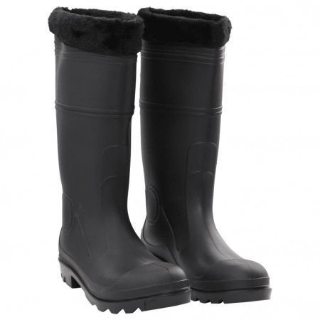 Cizme de ploaie cu șosete detașabile, negru, mărime 46, PVC - Img 1