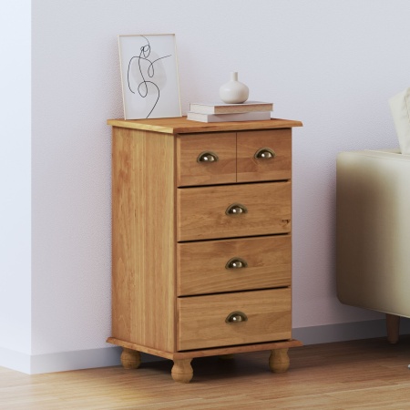 Comodă cu sertare 'ASKIM'Maro Honey 45.8x40x79 cm Lemn solid Pin