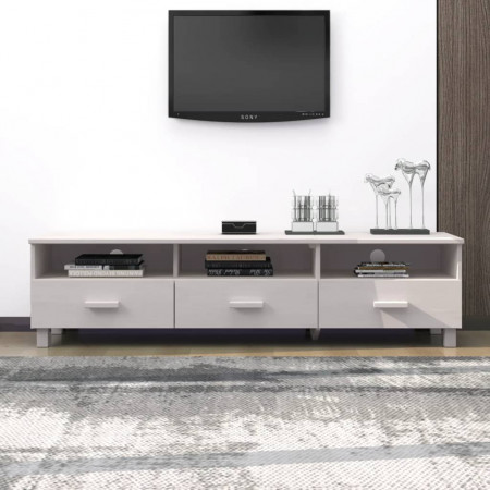Comodă TV, alb, 158x40x40 cm, lemn masiv de pin