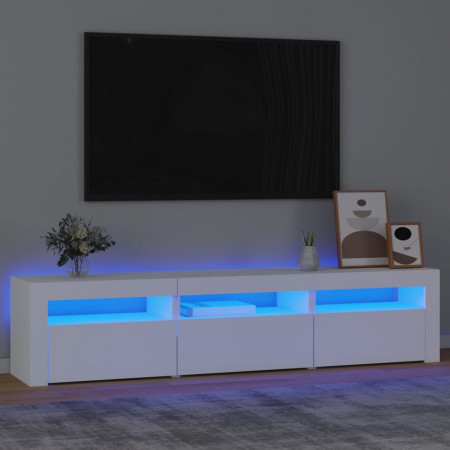 Comodă TV cu lumini LED, alb, 180x35x40 cm