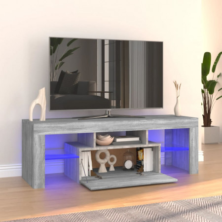 Comodă TV cu lumini LED, gri sonoma, 120x35x40 cm