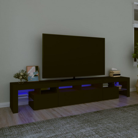 Comodă TV cu lumini LED, negru, 230x36,5x40 cm - Img 1