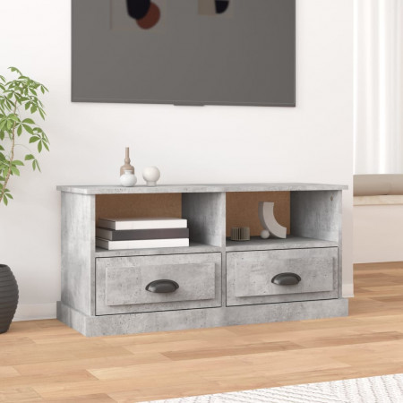 Comodă TV, gri beton, 93x35,5x45 cm, lemn prelucrat