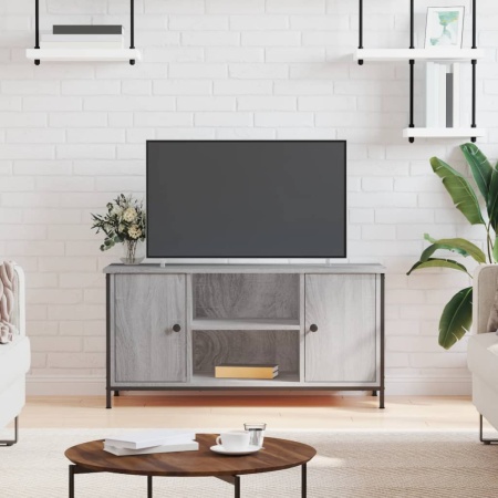 Comodă TV, gri sonoma, 100x40x50 cm, lemn prelucrat