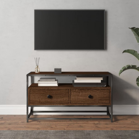 Comodă TV, stejar maro, 80x35x45 cm, lemn prelucrat - Img 1