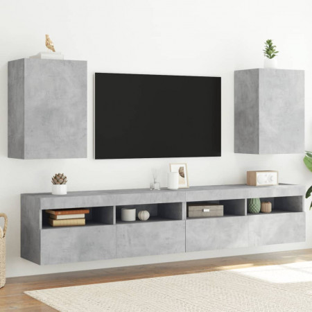 Comode TV de perete, 2 buc. gri beton, 40,5x30x60 cm, lemn - Img 1